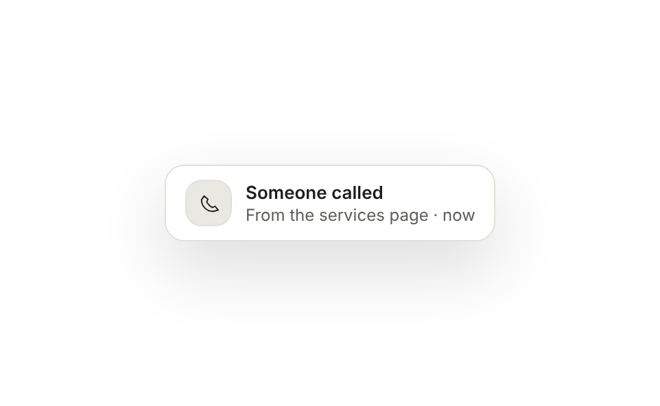 Notification: someone called from the Services page