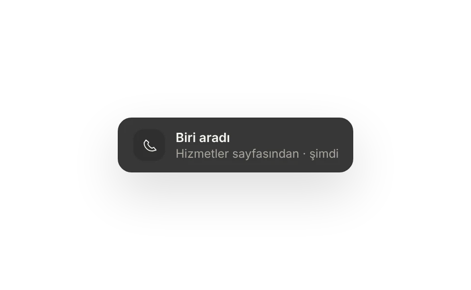 Bildirim: biri Hizmetler sayfasından aradı