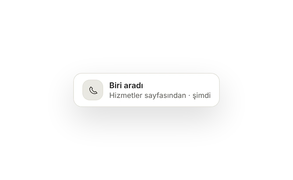 Bildirim: biri Hizmetler sayfasından aradı