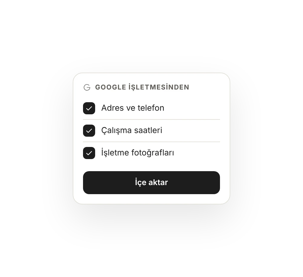 Google işletmesinden içe aktar: adres ve telefon, çalışma saatleri, işletme fotoğrafları