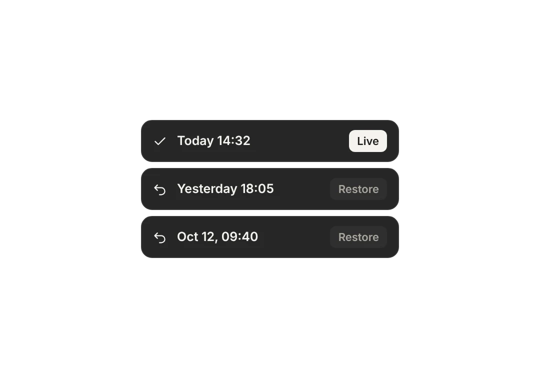 Release history: today's release and two earlier ones you can go back to