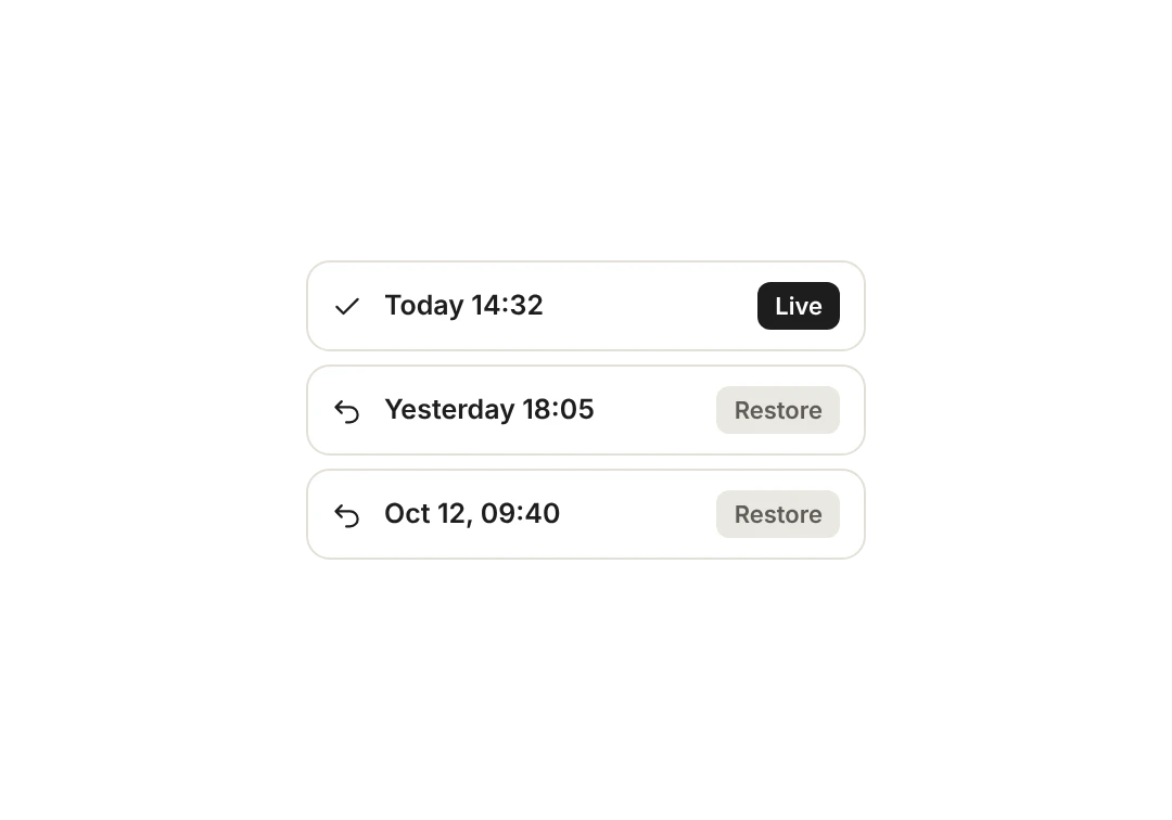 Release history: today's release and two earlier ones you can go back to