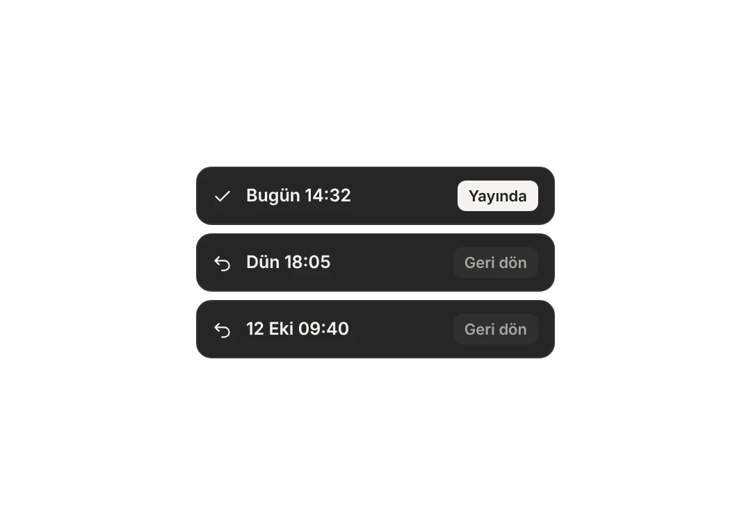 Yayın geçmişi: bugünkü yayın ve geri dönülebilecek önceki iki yayın