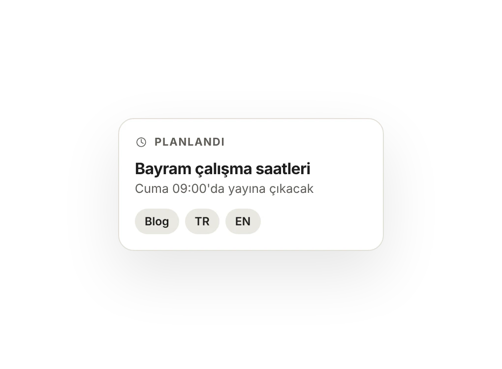 Planlanan yazı: Bayram çalışma saatleri, cuma 09:00'da yayına çıkacak