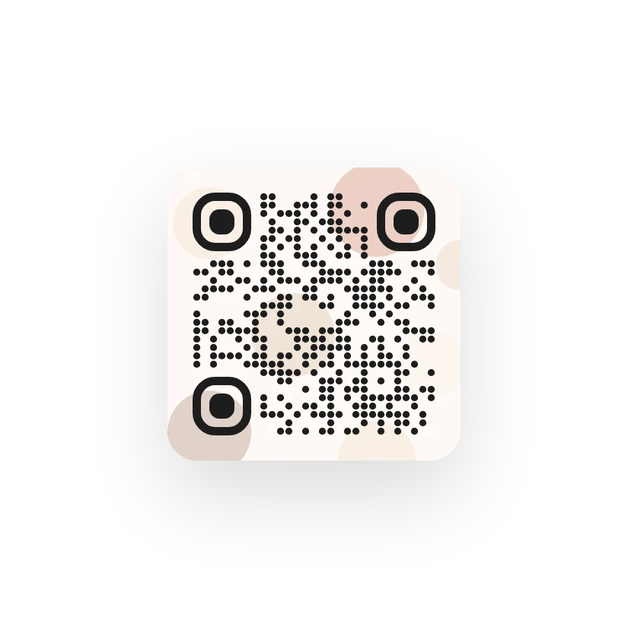 A QR code with a photo behind it, softened by a veil