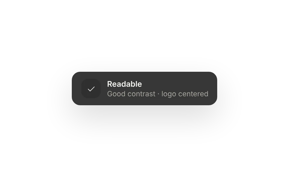 Notification: scans fine, good contrast, logo centered