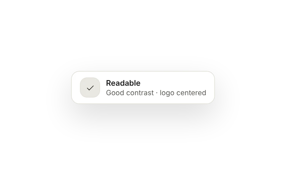 Notification: scans fine, good contrast, logo centered
