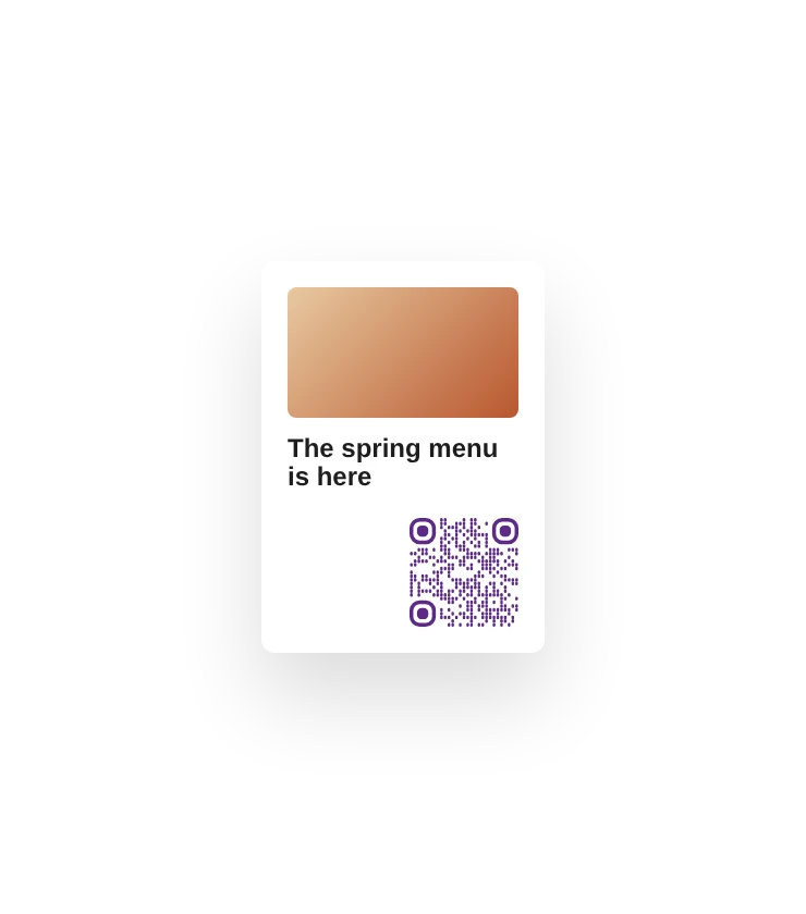 A QR in the corner of a spring menu flyer