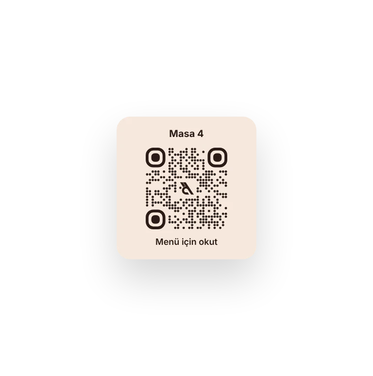 Masada duran, menüyü açan QR kartı