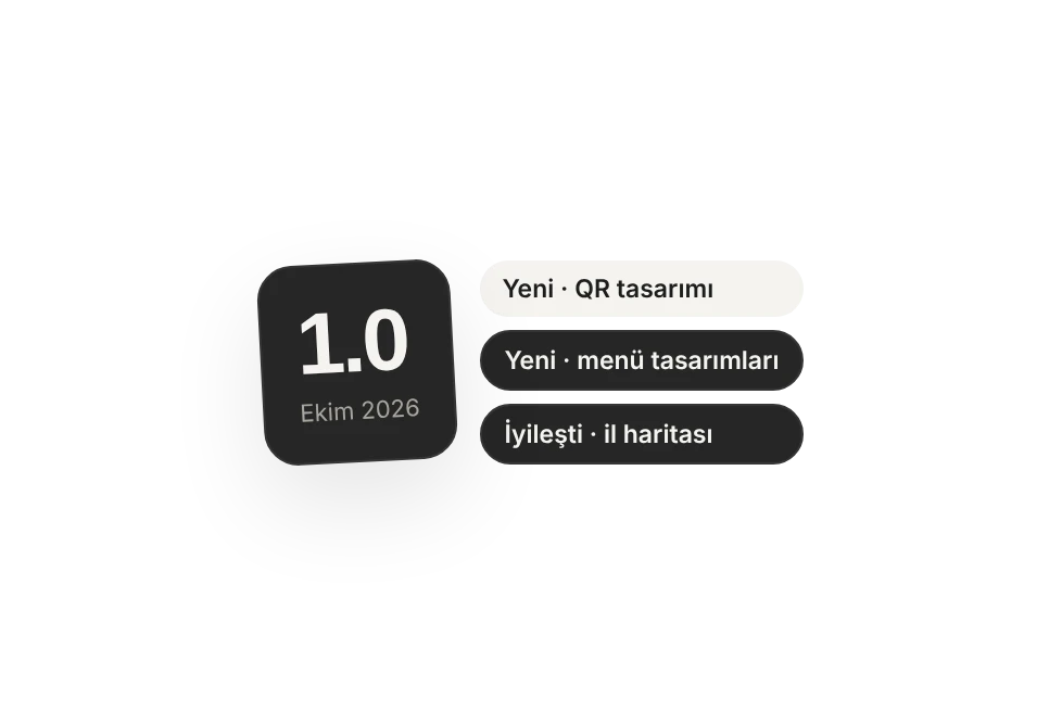 Sürüm 1.0: yeni QR tasarımı, yeni menü tasarımları, iyileşen il haritası