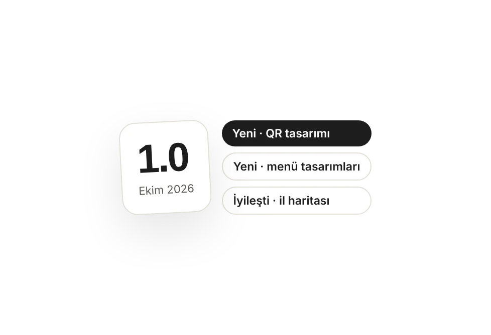 Sürüm 1.0: yeni QR tasarımı, yeni menü tasarımları, iyileşen il haritası