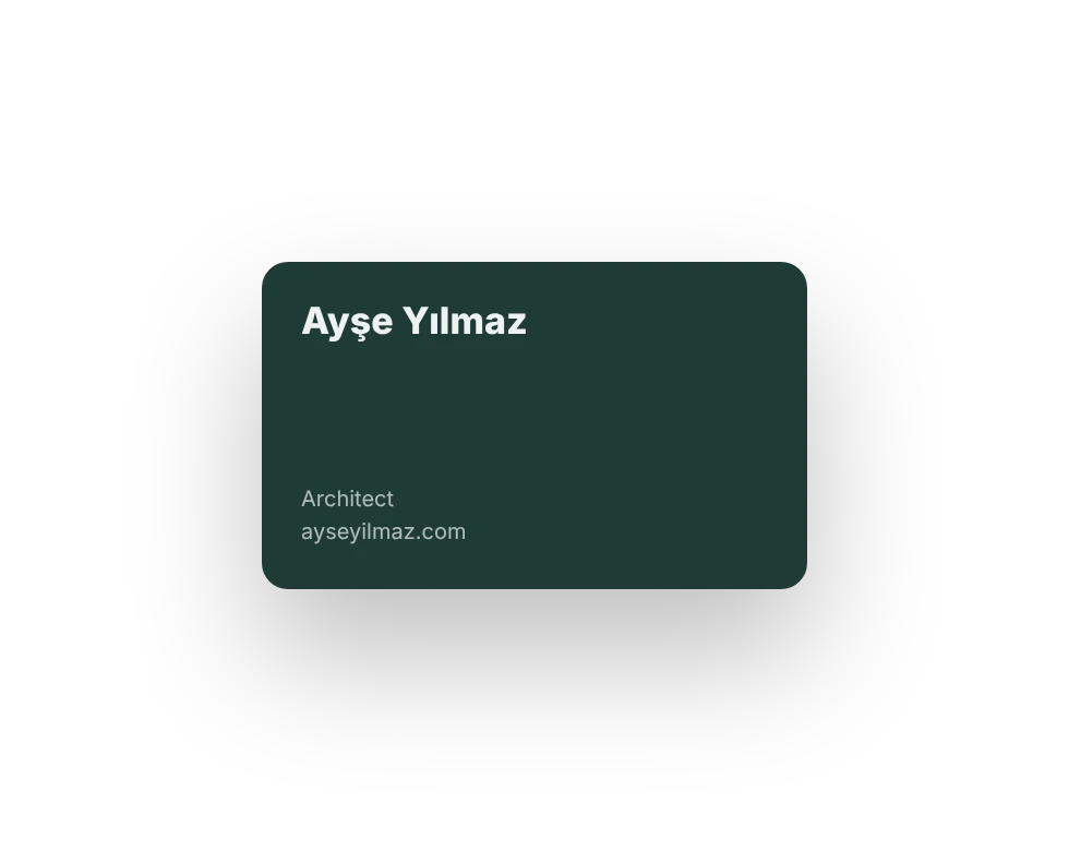 A printed business card with a QR code