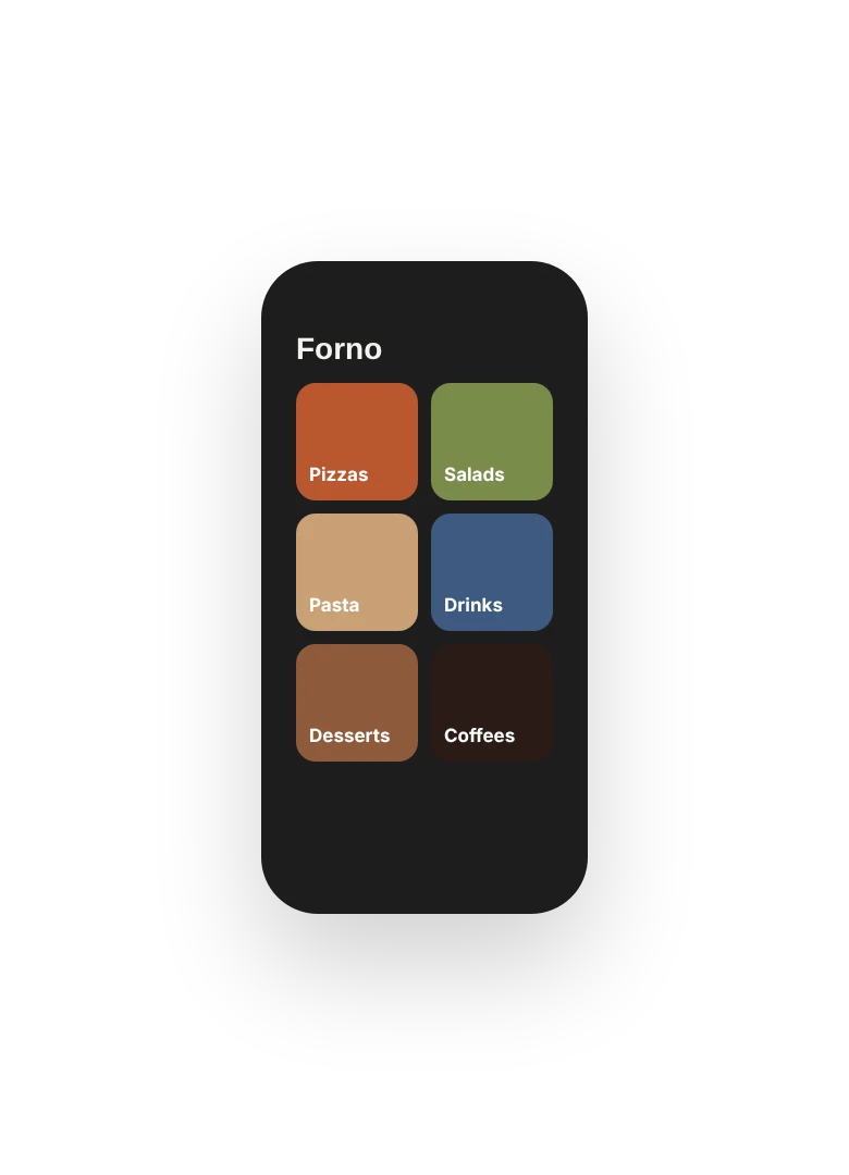 A menu in the Category screens design