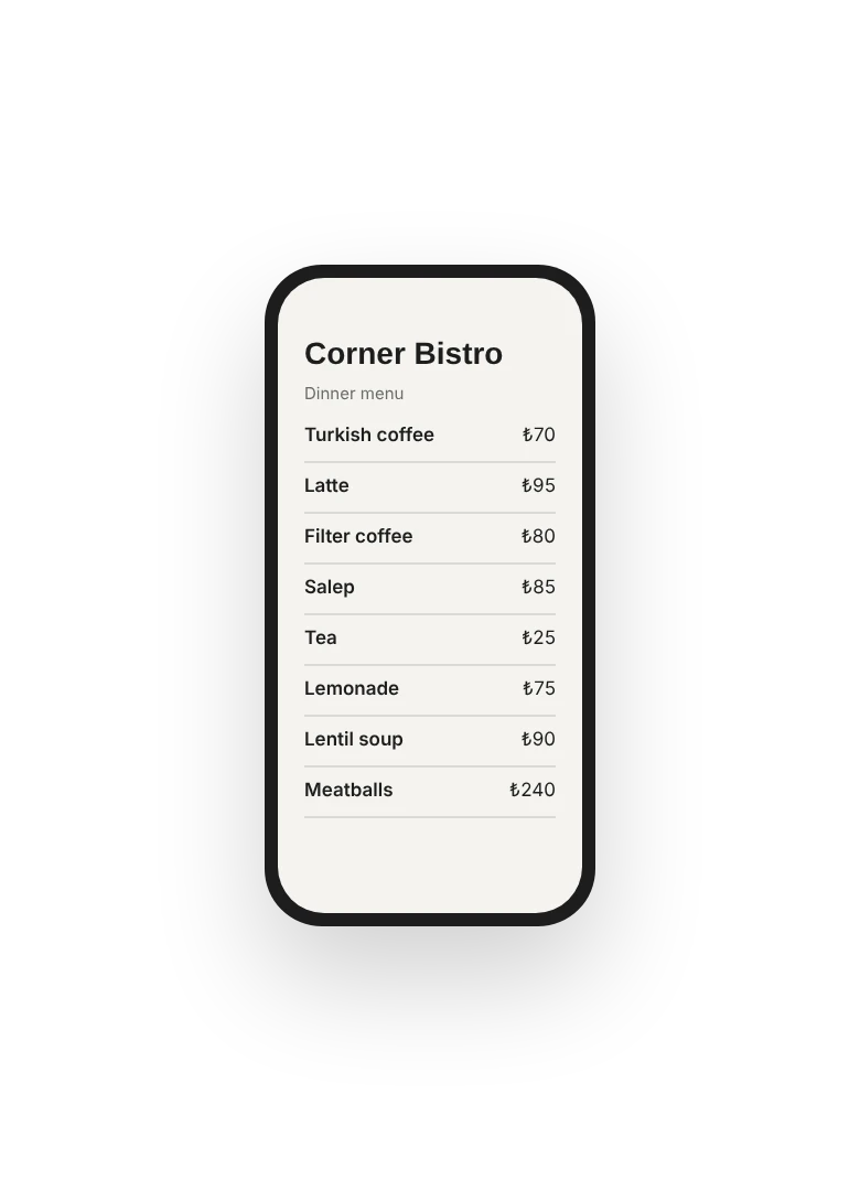 A menu in the Compact design
