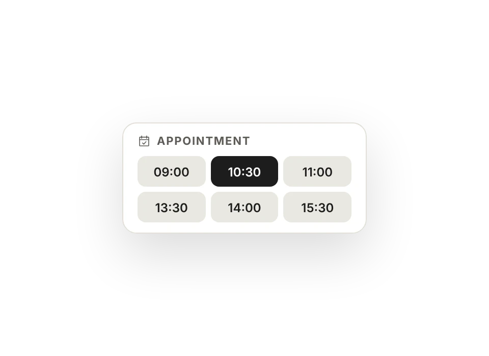 Free time slots in the site's appointment section