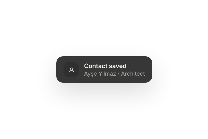 Notification: contact saved