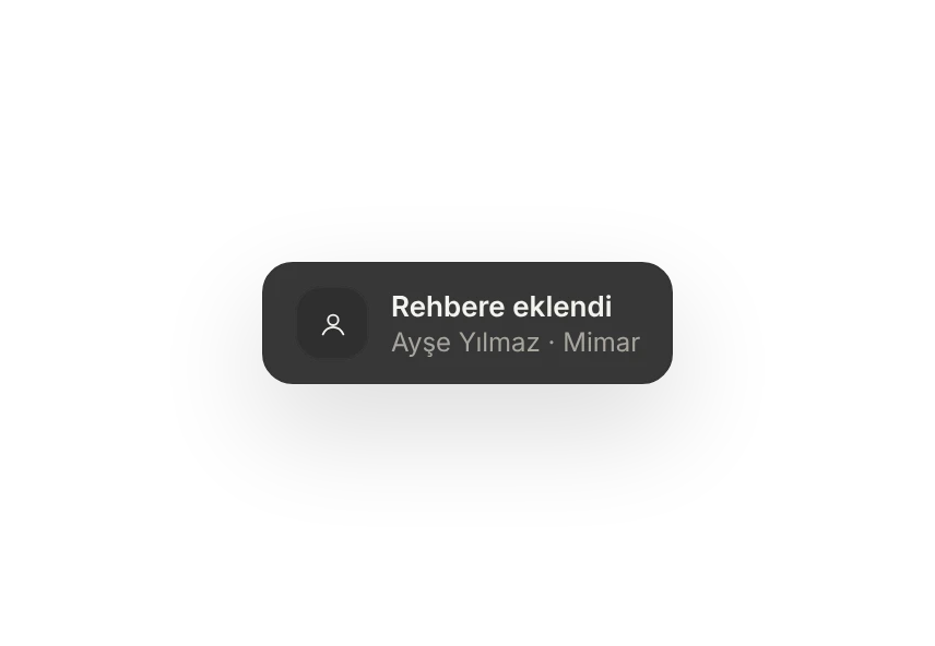 Bildirim: kişi rehbere eklendi