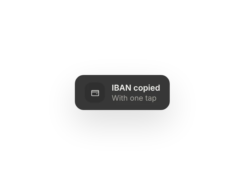 Notification: IBAN copied
