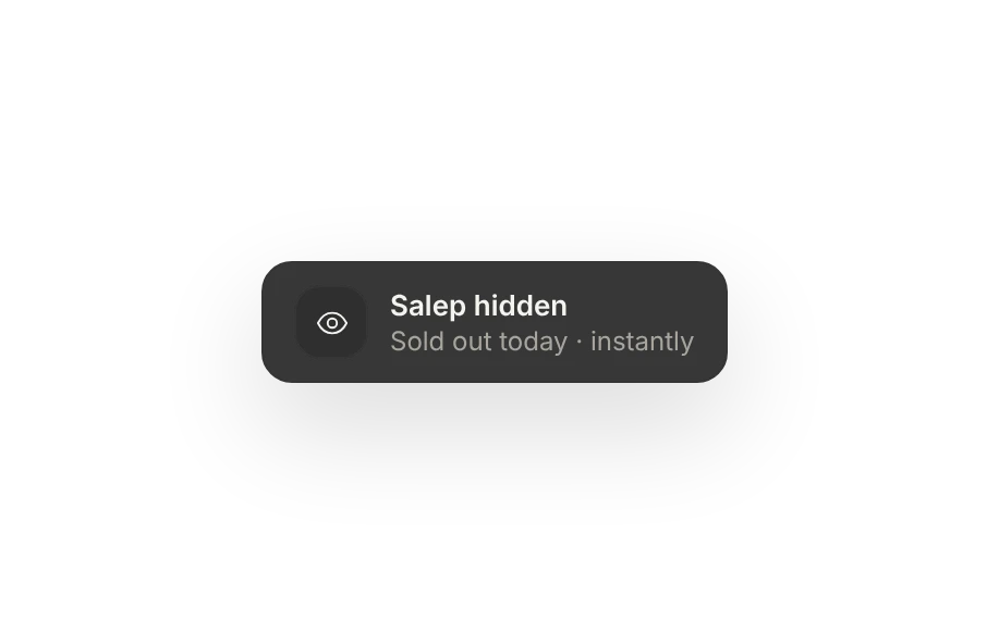 Notification: a sold-out item is hidden