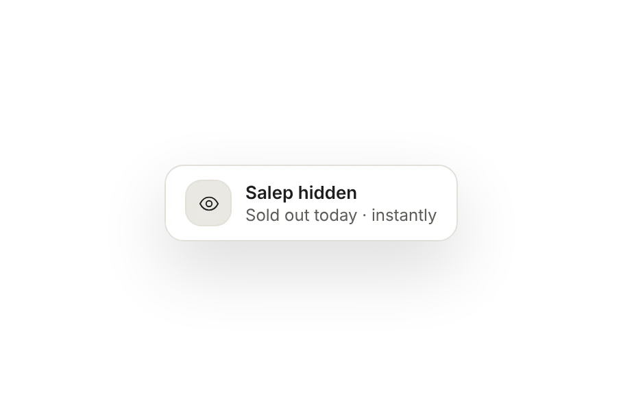 Notification: a sold-out item is hidden
