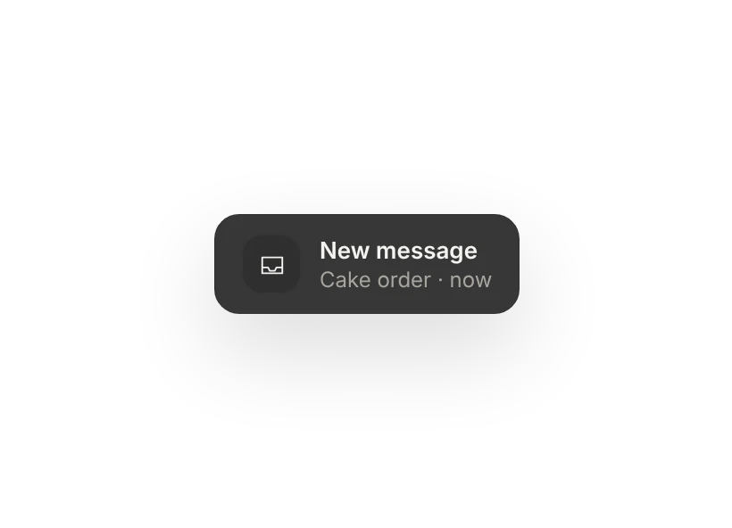 New message notification in the panel: a cake order