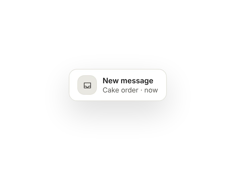 New message notification in the panel: a cake order